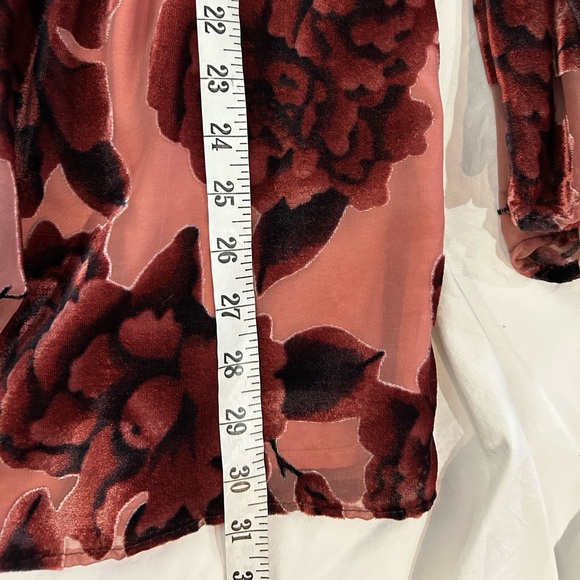 ANTHROPOLOGIE HUTCH Long Sleeve Velvet Mini Dress XS Burnout Floral Pink Pattern - Picture 15 of 16